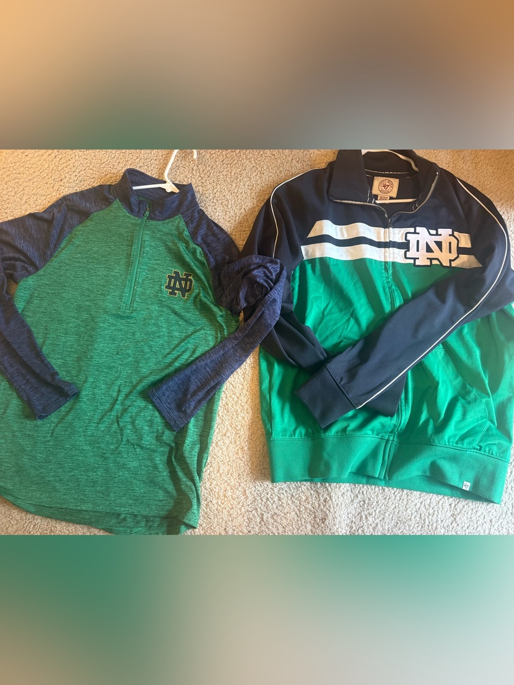 Notre Dame men’s jacket and long sleeve shirt